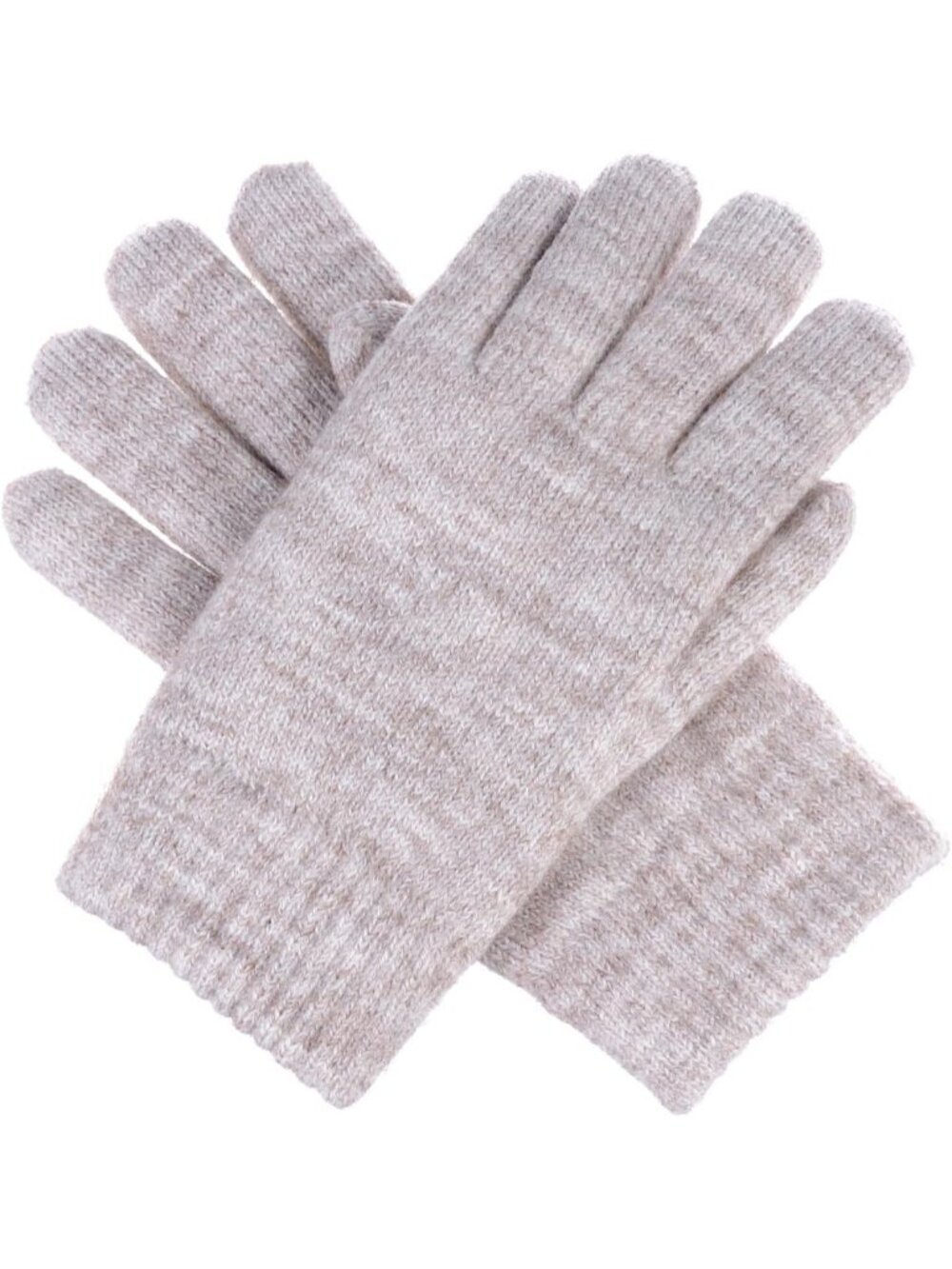 Women's Light Beige Winter Plush Toasty Warm Plush Fleece Lined Knit Gloves